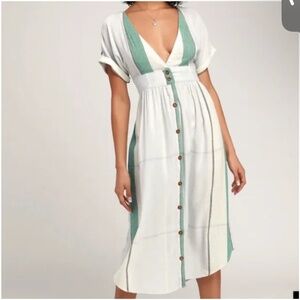 O’Neill Reid Light Blue Multi Stripe Button-Up Midi Dress